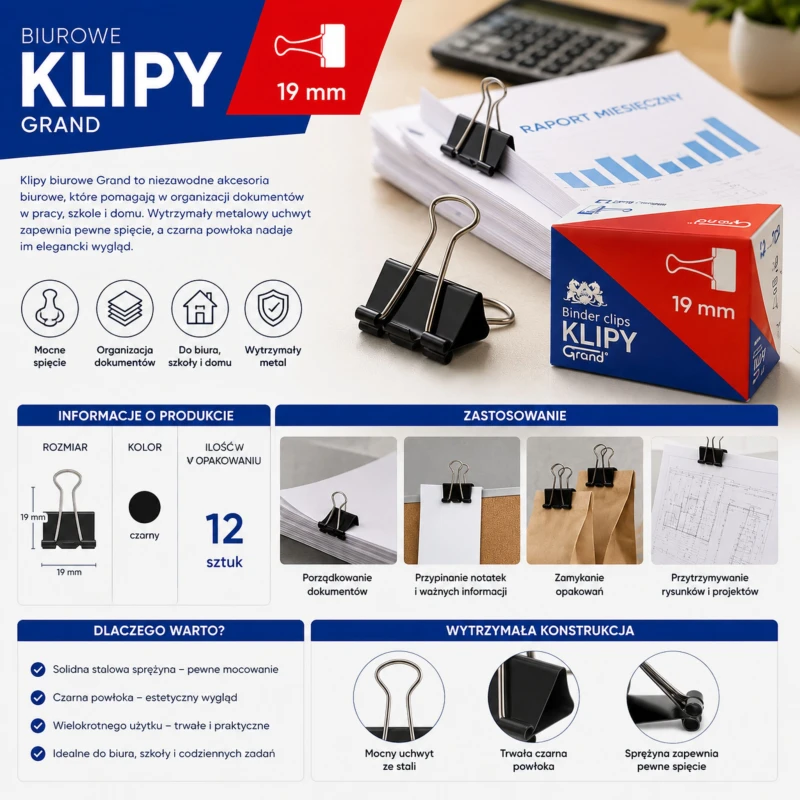KLIP 19MM DO PAPIERU OP12SZT