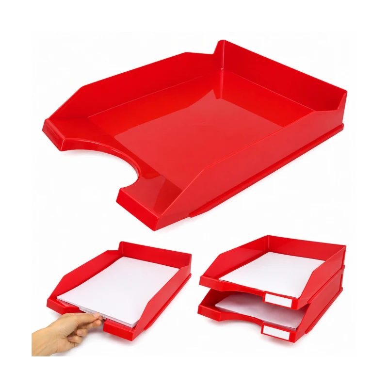 SZUFLADKA NA BIURKO OFFICE PRODUCTS, POLISTYREN/PP, A4, CZERWONA