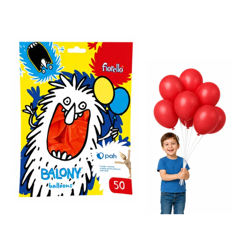 BALON 12`` METAL CZERWONY FIORELLO 50 SZT