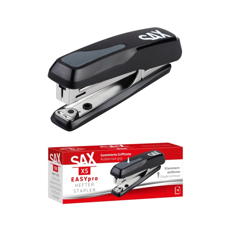 Zszywacz SAX 159 EasyPro XS, zszywa do 16 kartek, 10/5, czarny