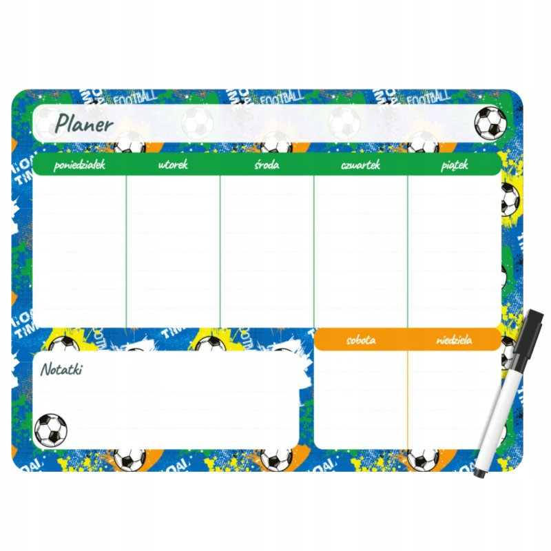 Planer magnetyczny 35x25 tygodniowy football + marker
PM-02-34