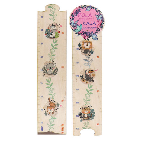 Miarka wzrostu z imieniem drewniana na ścianę