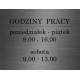 Tabliczka informacyjna godziny pracy 23x17,5cm laminat grawer