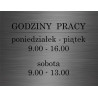 Tabliczka informacyjna godziny pracy 23x17,5cm laminat grawer