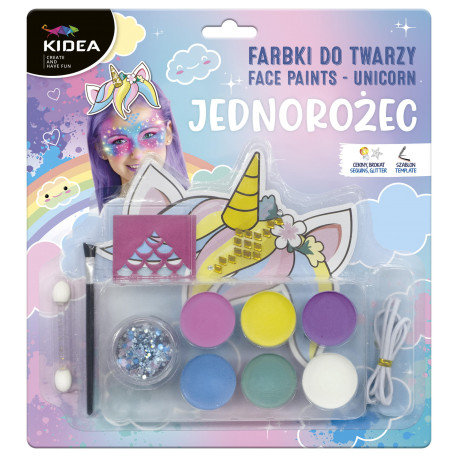 FARBY DO TWARZY ZESTAW UNICORN KIDEA