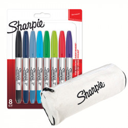 Zestaw Sharpie Fine Markery Permanentne Twin 8 kol GRATIS PIÓRNIK