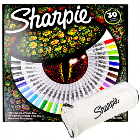 Zestaw Sharpie Fine Markery PERMANENTNE OKO 30kol GRATIS PIÓRNIK