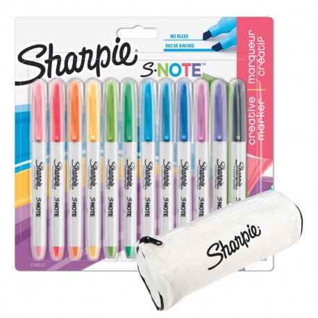 Zakreślacze Sharpie S-Note Pastelowe 12x komplet GRATIS PIÓRNIK