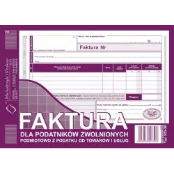 FAKTURA DLA PODMIOTÓW ZWOLNIONYCH Z PODATKU A5 203-3E